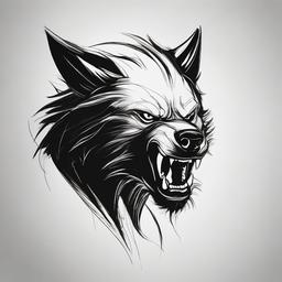 drawing of a werewolf  minimal rough sketch scribbles,doodles,black and white