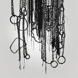 drawing of depression shown as heavy chains  minimal rough sketch scribbles,doodles,black and white