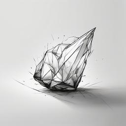 drawing of a crystal shard floating in midair  minimal rough sketch scribbles,doodles,black and white