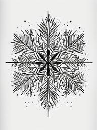 drawing of snowflakes in a festive setting  minimal rough sketch scribbles,doodles,black and white