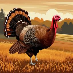 Turkey clipart - turkey in a field during fall  