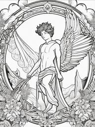 Icarus Coloring Pages - Mythical Boy with Wax Wings  minimal black outline printable sheet, coloring page