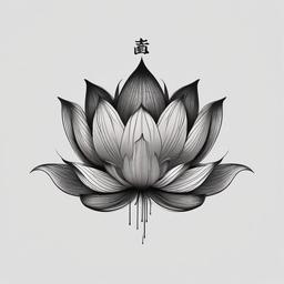 japanese lotus tattoo black and grey  simple color tattoo,white background,minimal