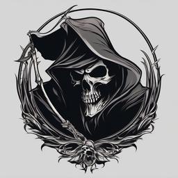 Reaper Tattoo Ideas-Eerie and symbolic tattoo featuring the Grim Reaper, representing death and the afterlife with creative concepts.  simple color vector tattoo