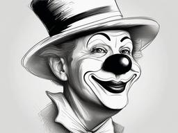 drawing of a clown with a big nose  minimal rough sketch scribbles,doodles,black and white