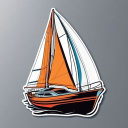 Sailboat Sticker - Sailing boat on calm waters, ,vector color sticker art,minimal