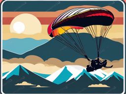 Motorized Paraglider Sticker - Airborne freedom, ,vector color sticker art,minimal