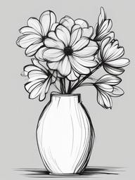 sketch of a flower vase  minimal rough sketch scribbles,doodles,black and white