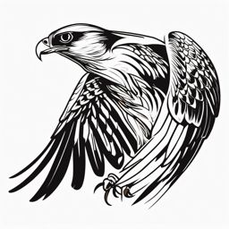 Falcon Tattoo - Falcon stooping down in a hunting dive  few color tattoo design, simple line art, design clean white background