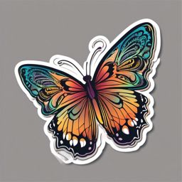 Butterfly Sticker - A colorful butterfly with intricate wing patterns. ,vector color sticker art,minimal