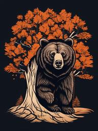 bear in tree tattoo  simple vector color tattoo