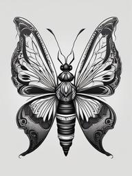 Black and Grey Moth Tattoo - Embrace monochromatic elegance with a tattoo featuring a black and grey color scheme for a classic look.  simple vector color tattoo, minimal, white background