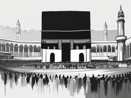 sketch of kaaba  minimal rough sketch scribbles,doodles,black and white