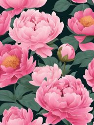 Peony Clip Art - A lush pink peony with layers of petals,  color vector clipart, minimal style