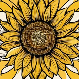 Sunflower Clip Art - A radiant sunflower with a golden center,  color vector clipart, minimal style