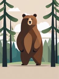 Bear Clip Art - A brown bear standing on its hind legs,  color vector clipart, minimal style
