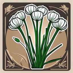 Garlic Chives Sticker - Introduce a mild garlic flavor to your recipes with the delightful garlic chives, , sticker vector art, minimalist design