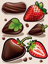 Chocolate Covered Strawberry Bliss sticker- Fresh strawberries dipped in luscious dark chocolate, creating a harmonious blend of sweetness and richness. A romantic and indulgent treat., , color sticker vector art