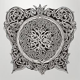 celtic hearts tattoo  simple color tattoo,minimal,white background