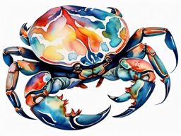 Abstract crab in watercolor tattoo. Fluidity in emotional expression.  color tattoo design, white background