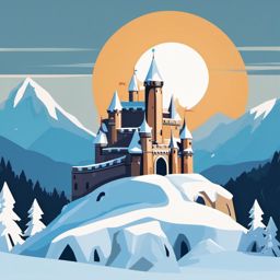 Snow fort sticker- Cold and fortress-like, , sticker vector art, minimalist design