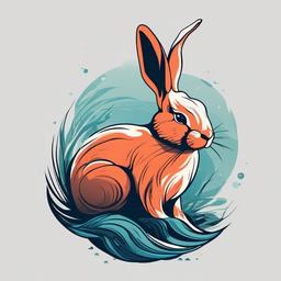 water rabbit tattoo  minimalist color tattoo, vector