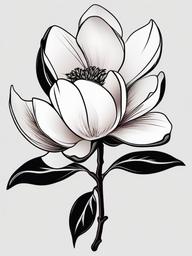 black magnolia tattoo  simple vector color tattoo