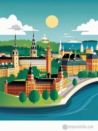 Stockholm clipart - Stockholm Palace and city islands, ,color clipart vector style