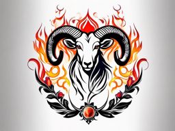 aries fire tattoo  simple color tattoo style,white background