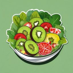 Kiwi Slices in Salad Bowl Clipart - Kiwi slices in a salad bowl with other ingredients.  color vector clipart, minimal style