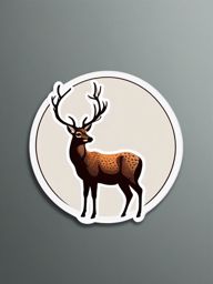Sika Deer Sticker - A serene sika deer with elegant antlers, ,vector color sticker art,minimal