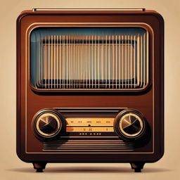 Old Radio Clipart - Antique radio emitting a warm, nostalgic sound.  color clipart, minimalist, vector art, 
