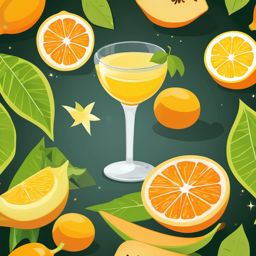 Star Fruit and Orange Juice Glass Clipart - Star fruit and a glass of orange juice.  color vector clipart, minimal style