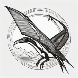 Pterodactyl Dinosaur Tattoo - Capture the majesty of a Pterodactyl in a captivating and stylish tattoo.  simple vector color tattoo,minimal,white background