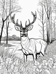 Deer Coloring Pages - Deer resting in a sunny glade  simple coloring pages