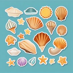 Beach and Seashell Emoji Sticker - Collecting seashells on the beach, , sticker vector art, minimalist design