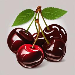 Cherries dipped in chocolate clipart.  vector style illustration, white background