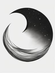 drawing of a crescent moon  minimal rough sketch scribbles,doodles,black and white