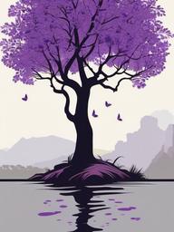 jacaranda tree tattoo  simple vector color tattoo