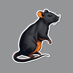 Rat Sticker - A small rat with a long tail, ,vector color sticker art,minimal