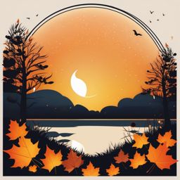 Harvest Moon clipart - Glowing moon in the autumn sky, ,vector color clipart,minimal