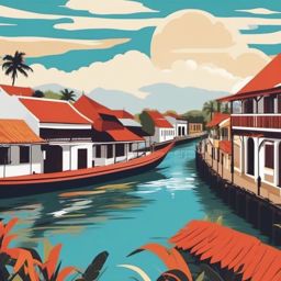 Mompox sticker- Colonial town on the Magdalena River in Colombia, , sticker vector art, minimalist design