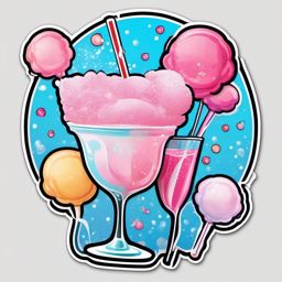 Cotton Candy Fizz sticker- A whimsical creation featuring cotton candy, prosecco, and a splash of soda, enchanting both the eyes and taste buds., , color sticker vector art