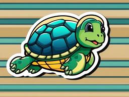 Turtle cartoon - hard-shelled swimmer  cartoon sticker style