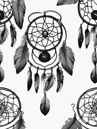 Firefly Dreamcatcher - Tattoo merging the concept of a dreamcatcher with the allure of fireflies.  simple color tattoo,white background