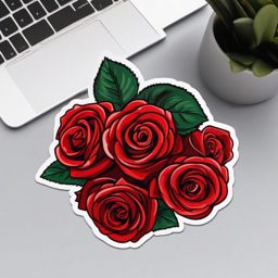 Bouquet of Red Roses Emoji Sticker - Timeless expression of passionate love, , sticker vector art, minimalist design