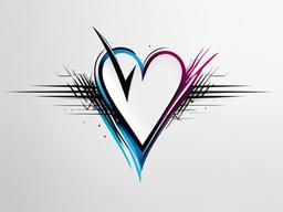 Heartbeat Design Tattoo - Explore artistic freedom with a tattoo design inspired by the visual representation of a heartbeat.  simple vector color tattoo,minimal,white background