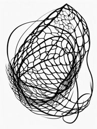 Fishing Net Tattoo,a tattoo representing the intricate details of a fishing net, a symbol of the art of angling. , tattoo design, white clean background