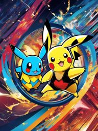 Pokemon Wallpaper - Iconic Pokemon Battles and Pikachu wallpaper splash art, vibrant colors, intricate patterns