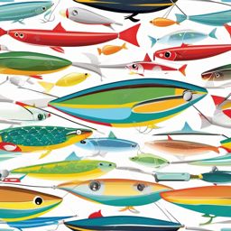 Fishing Lures clipart - An assortment of colorful fishing lures., ,vector color clipart,minimal